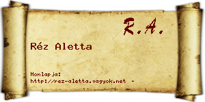 Réz Aletta névjegykártya